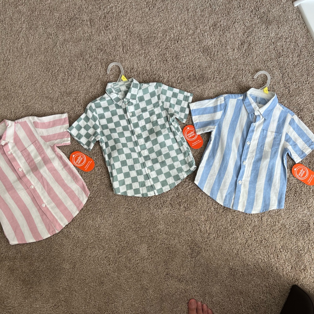 Wonder Nation Kids Button Down Shirts - Pink, Green, Blue